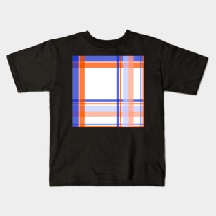 Cozy plaid tartan in cobalt blue and orange Kids T-Shirt